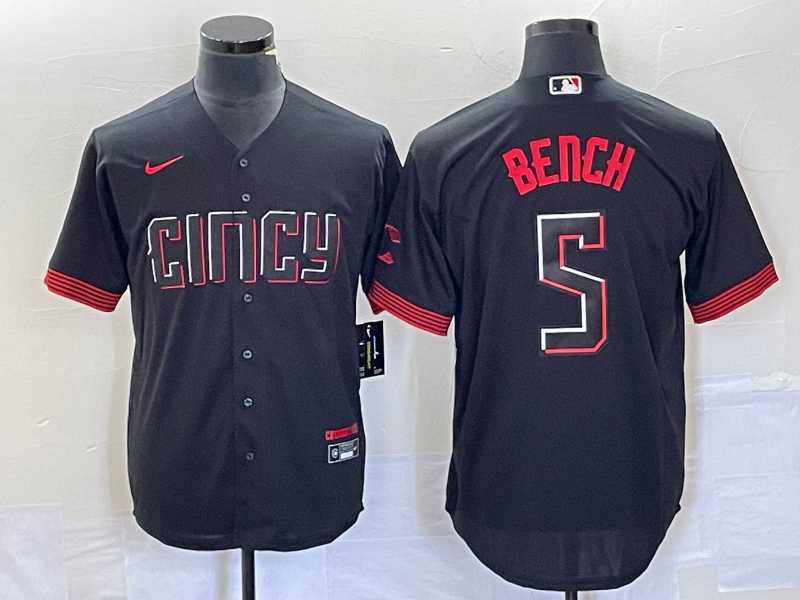 Men's Cincinnati Reds #5 Johnny Bench Black 2023 City Connect Cool Base Stitched Baseball Jersey,We sell and wholesale Men's Cincinnati Reds #5 Johnny Bench Black 2023 City Connect Cool Base Stitched Baseball Jersey on line form chian!